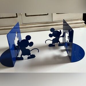 Disney Mickey Mouse Metal Die Cut Blue Silhouette Bookends By Michael Graves 2